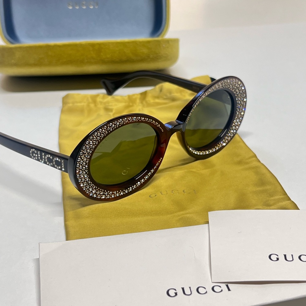 Gucci Tortoise Shell Swarovski Diamond Studded Sunglasses